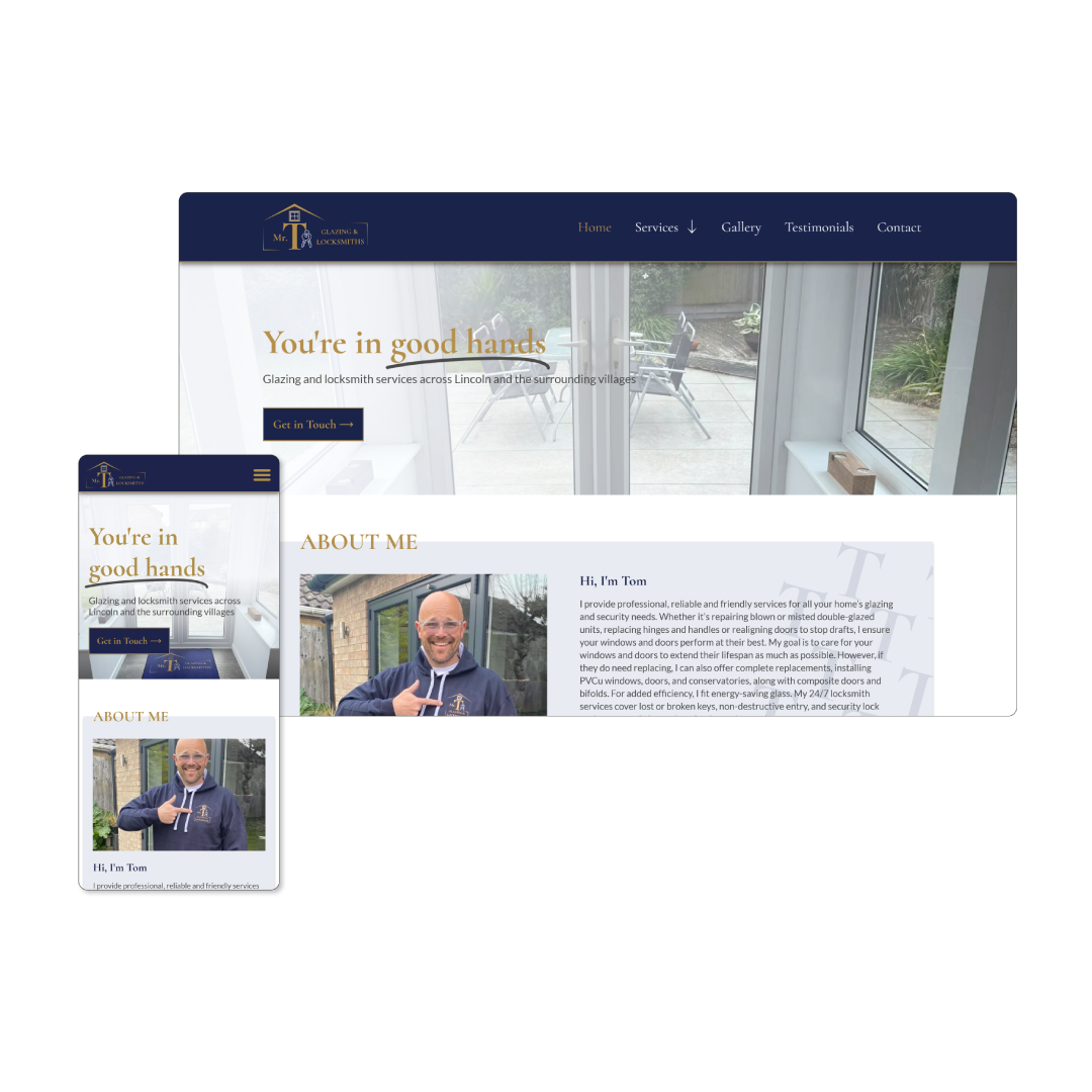 Mr. T Glazing & Locksmiths Website Mockup